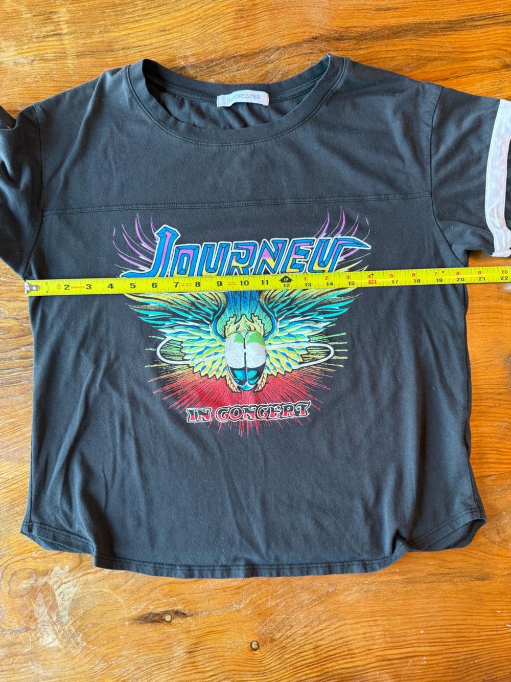 Daydreamer Women’s Journey Oversized Band Tee Black, Stripes Retro Graphic XS - Picture 6 of 7